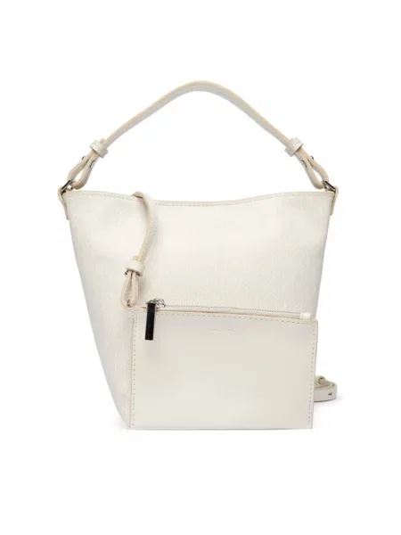 Τσάντα Calvin Klein Emblem Aop Sm Bucket Crossbody λευκό