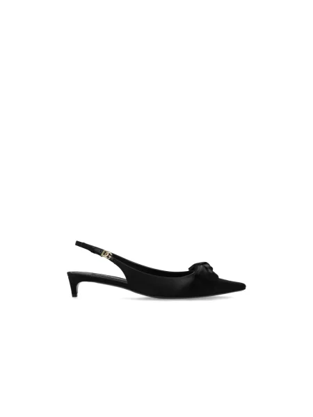Czółenka Dolce And Gabbana z kokardką skórzana z otwartą piętą czarna