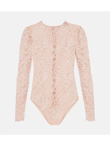 Body Self-portrait cu model floral din dantelă bej