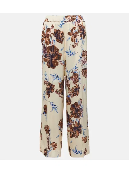 Pantaloni Jil Sander cu talie înaltă cu model floral