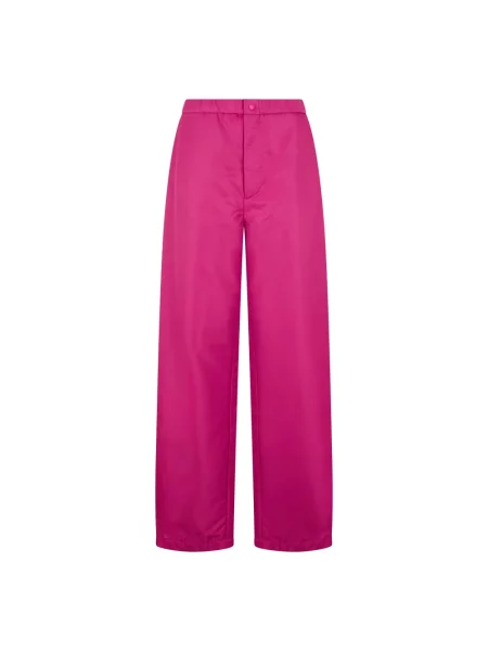 Lniane spodnie Valentino Garavani różowe