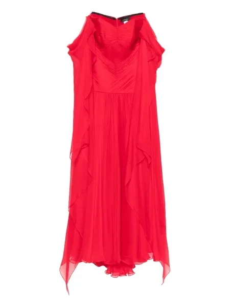 Rochie M.marquise cu volane plisată de costum roșu