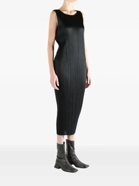 Плисирана миди рокля Pleats Please Issey Miyake без ръкави до коляното черно