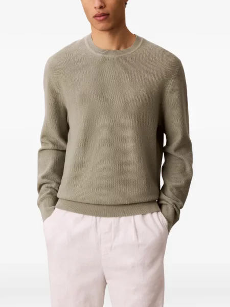 Pulover Calvin Klein cu decolteu rotund verde