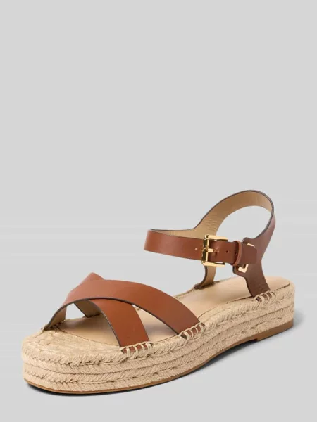 Lauren Ralph Lauren sandały na platformie skórzane Emeryn brązowe