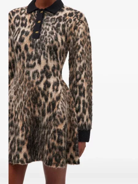 Rochie mini Ganni cu imagine cu model leopard de costum