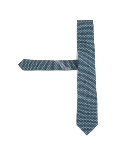 Cravată Ferragamo de mătase verde