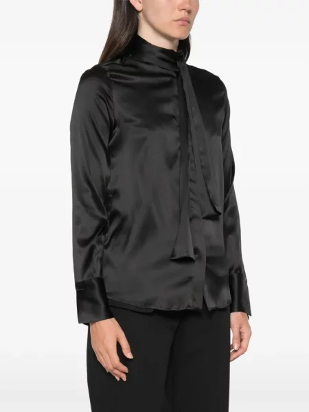 Bluză Mazzarelli cu funde din satin negru