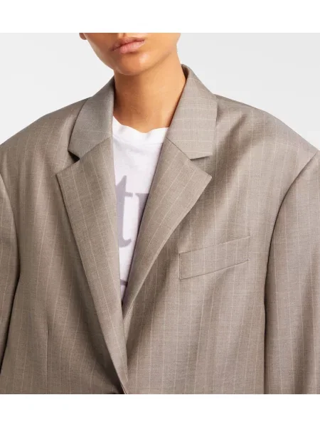 Geacă Acne Studios de lână cu dungi gri
