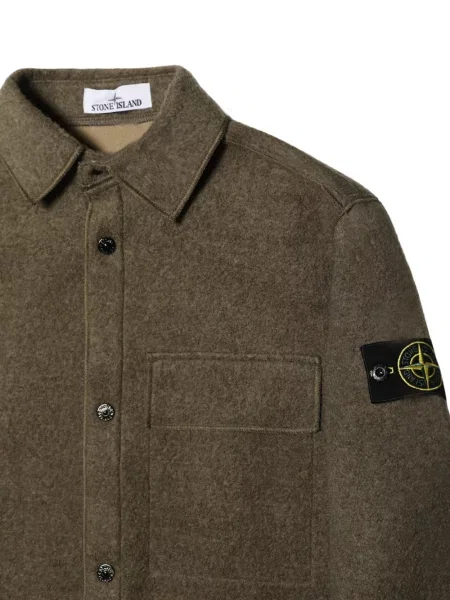 Cămașă Stone Island de lână cu strasuri verde