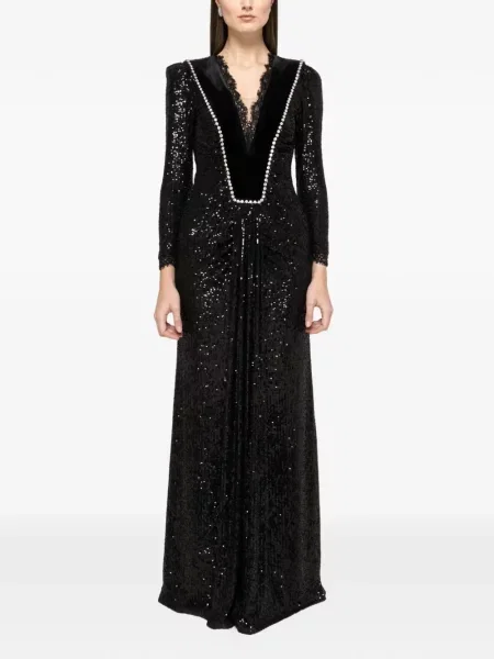 Rochie maxi Nissa cu paiete de costum negru