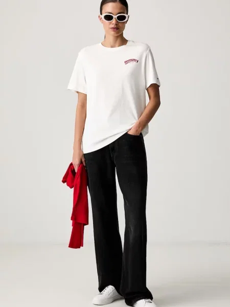 Tommy Jeans Tričko kráľovská modrá / červená biela