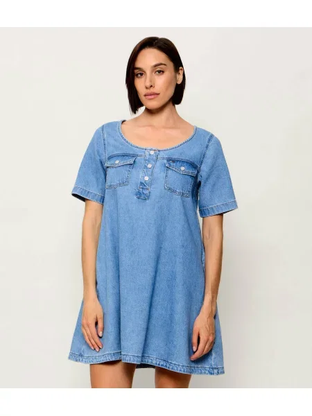 Tommy Jeans rochie evazată din denim albastru