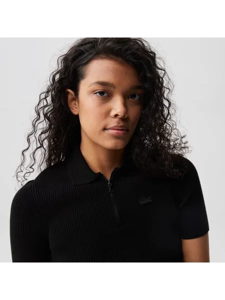 Lacoste Koszulka Polo Z Dzianiny Zapinanej Na Lacoste czarna