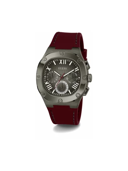 Lniany zegarek Guess czerwony
