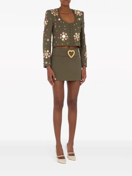 Gėlėtas striukė Moschino apkarpytas žalia