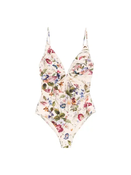 Wielobarwność stroj jednoczęściowy Zimmermann w kwiatki beżowy