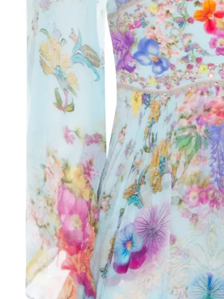Rochie maxi Camilla cu decolteu în V de costum albastru