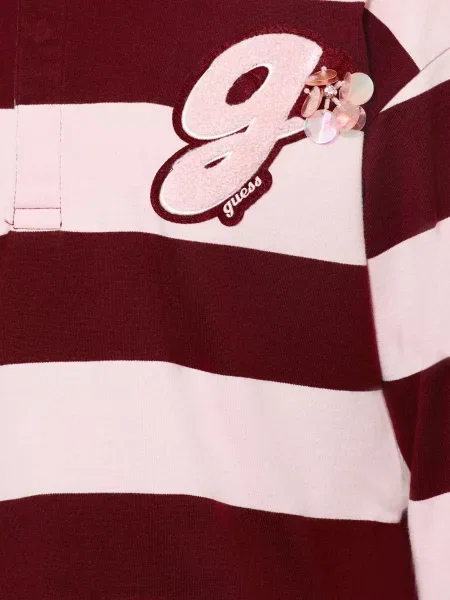 Guess Koszulka Polo Z Jerseyu Z Cekinami rot biała