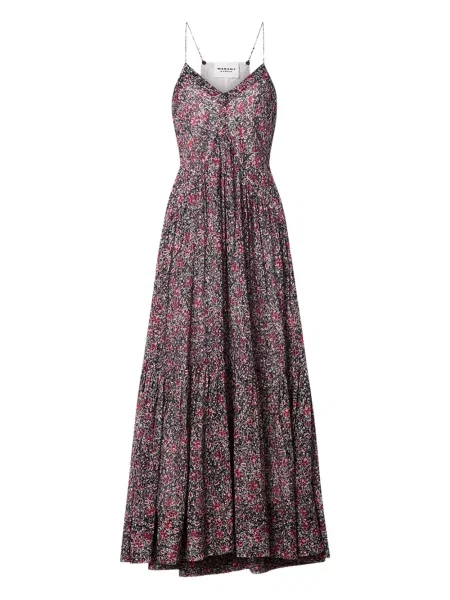 Rochie midi Marant Etoile cu model floral până la genunchi de costum negru