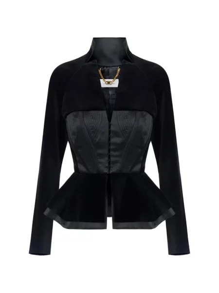 Geacă Elisabetta Franchi de catifea negru