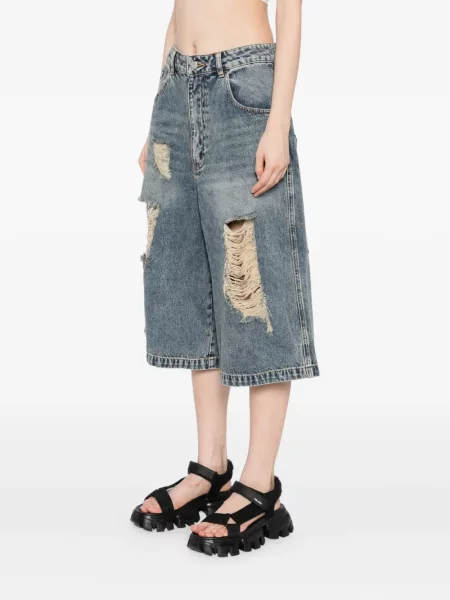 Szorty jeansowe Tout A Coup z dziurami niebieskie