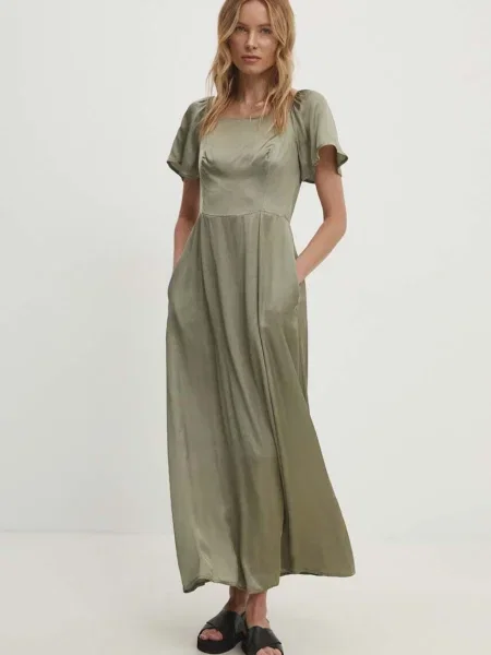 Answear Lab sukienka maxi rozkloszowana zielony