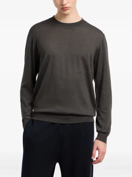 Pulover Emporio Armani de lână cu decolteu rotund negru