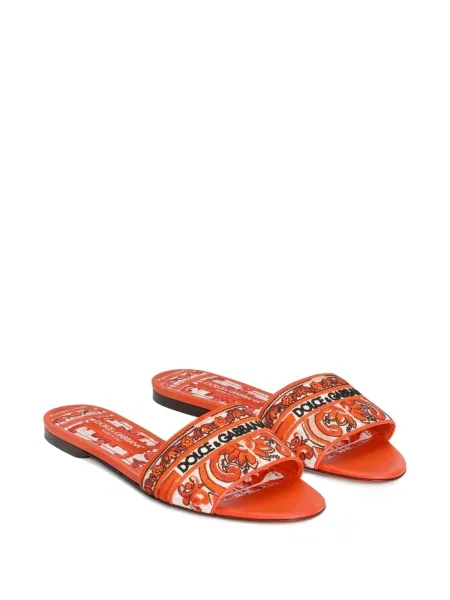 Домашни пантофи Dolce & Gabbana бродирани без ток оранжево