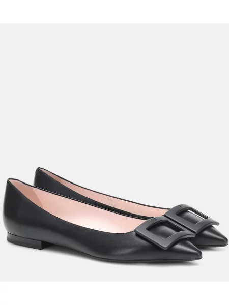 Kožené baleríny Roger Vivier černé