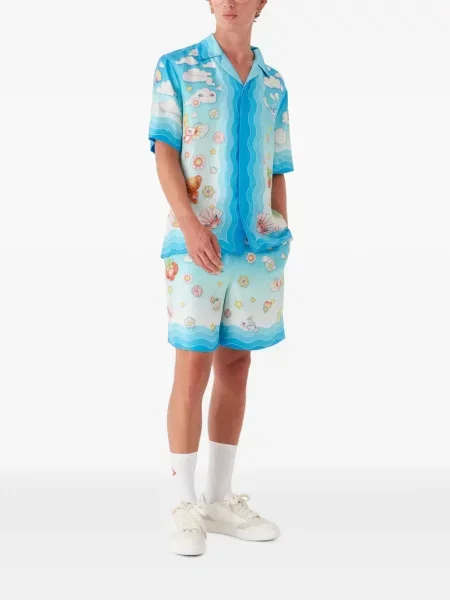 Pantaloni scurți Casablanca de mătase albastru