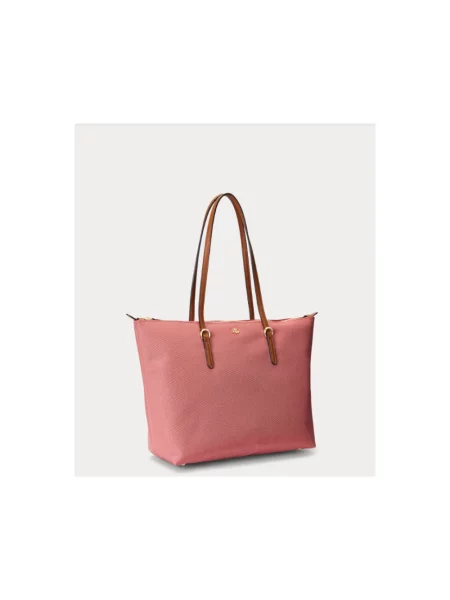 Shopperka Ralph Lauren skórzana różowa
