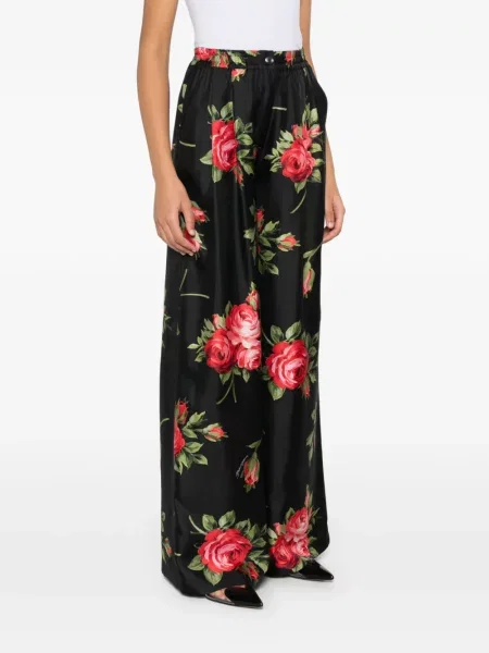 Gėlėtos raštuotos kelnės Dolce & Gabbana juoda