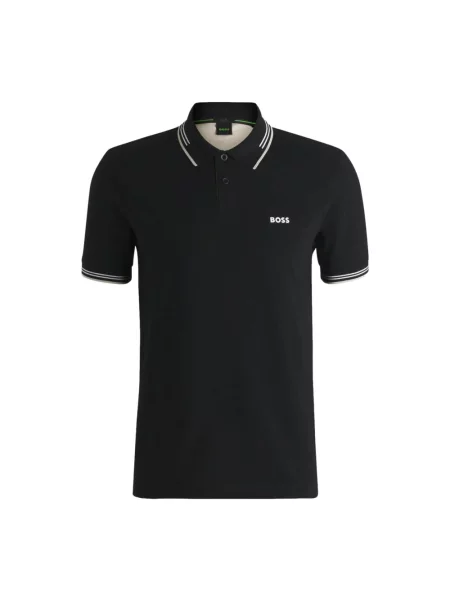 Koszulka polo Boss Green z nadrukiem z krótkim rękawem biznesowa czarna
