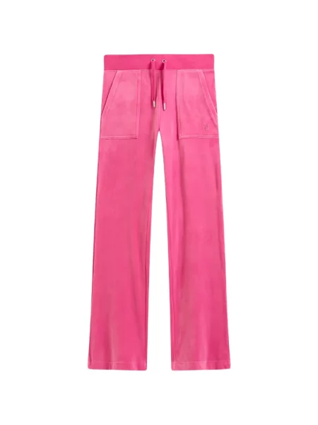 Pantaloni Juicy Couture cu talie joasă din velur alergare roz