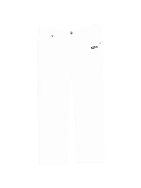 Jeansy straight leg dziecięce Moschino białe