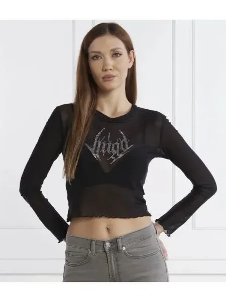 HUGO Bluză Darocka | Cropped Fit negru