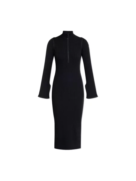 Dzianinowa sukienka midi Moncler do kolan czarna