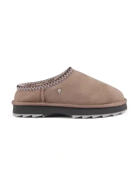 EMU Australia Mules încălțăminte Sharky Scuff cu adaos de lână | piele întoarsă bej