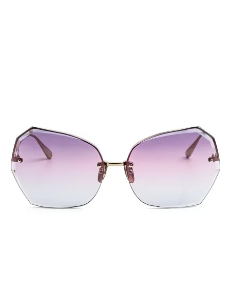 Ochelari de soare Linda Farrow cu imprimeu geometric auriu