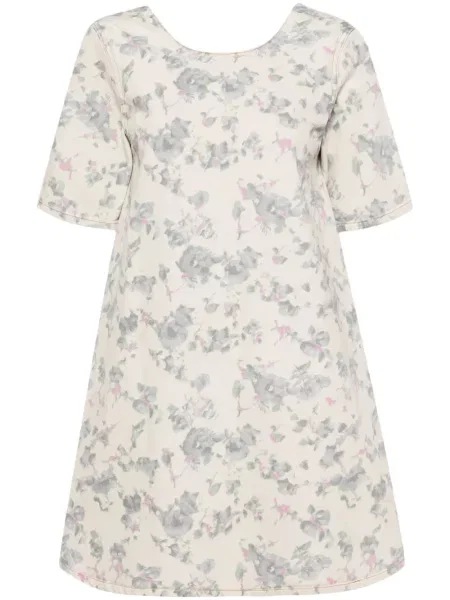 Sukienka jeansowa Ganni w kwiatki z nadrukiem garniturowa