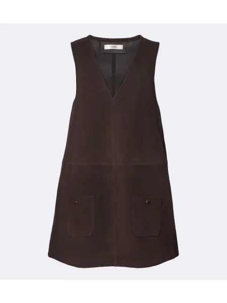 Rochie Frame din piele de căprioară maro