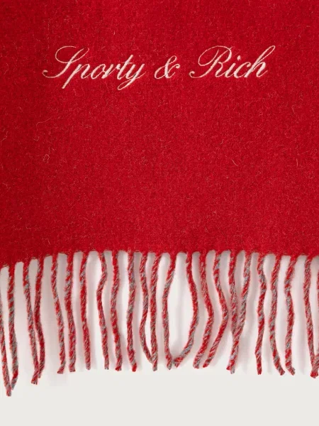 Sporty & Rich Signature Logo κασκόλ μάλλινο γυναικείο κόκκινο