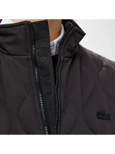 Lacoste Relaxed Fit Pikowana Kurtka Z Kołnierzem czarna