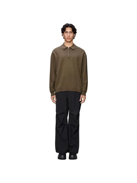 Lung tricou polo Rains cu mâneci lungi maro