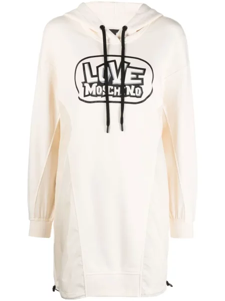 Rochie Love Moschino cu glugă cu imagine de costum alb