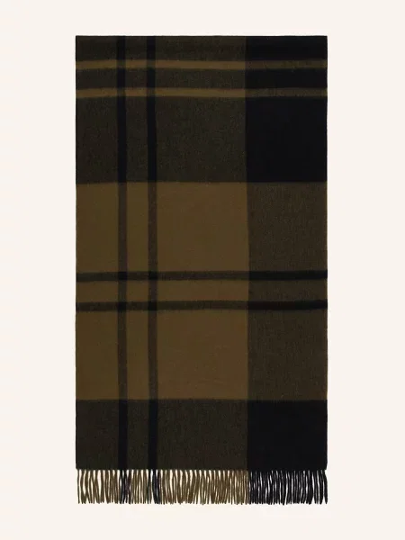 Barbour szalik wełniany wzorzysty zielony