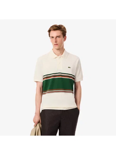 Lacoste Koszulka Polo French Made Classic Fit W Paski beżowy