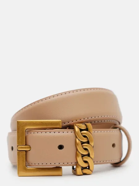 Кожаный ремень Borsa Leather с ремешками бежевый