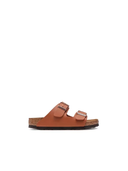 Klapki Birkenstock skórzane brązowe